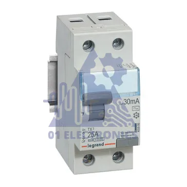 RCCB TX³ – 2P 230 V~ – 30 mA – 25 A – AC type – do not accept auxiliaries